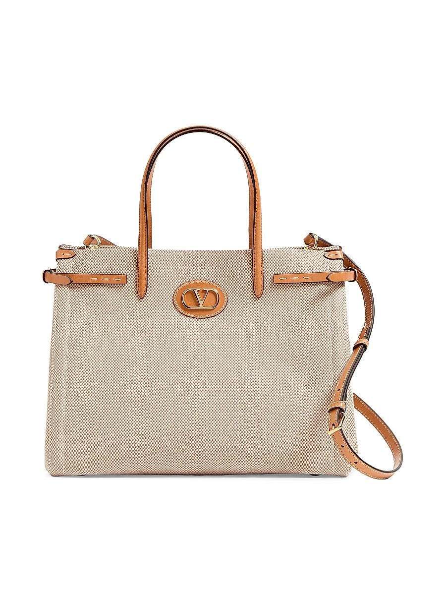 Women's Antibes Medium Canvas Shopping Tote Bag - Natural Tobacco