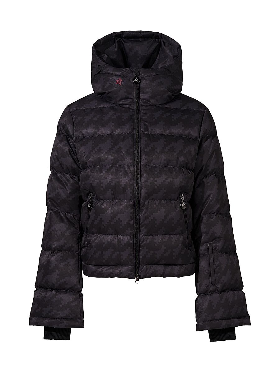Women's Polar Flare Down Ski Jacket - Houndstooth Black Black - Size Large