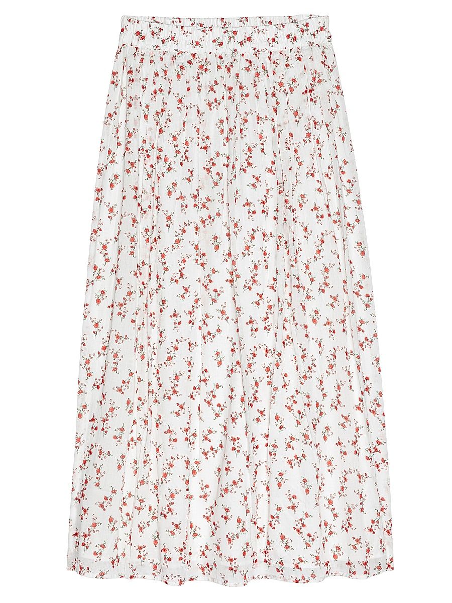 Women's Dax Cotton Floral Midi-Skirt - Rouge Romantic - Size XL