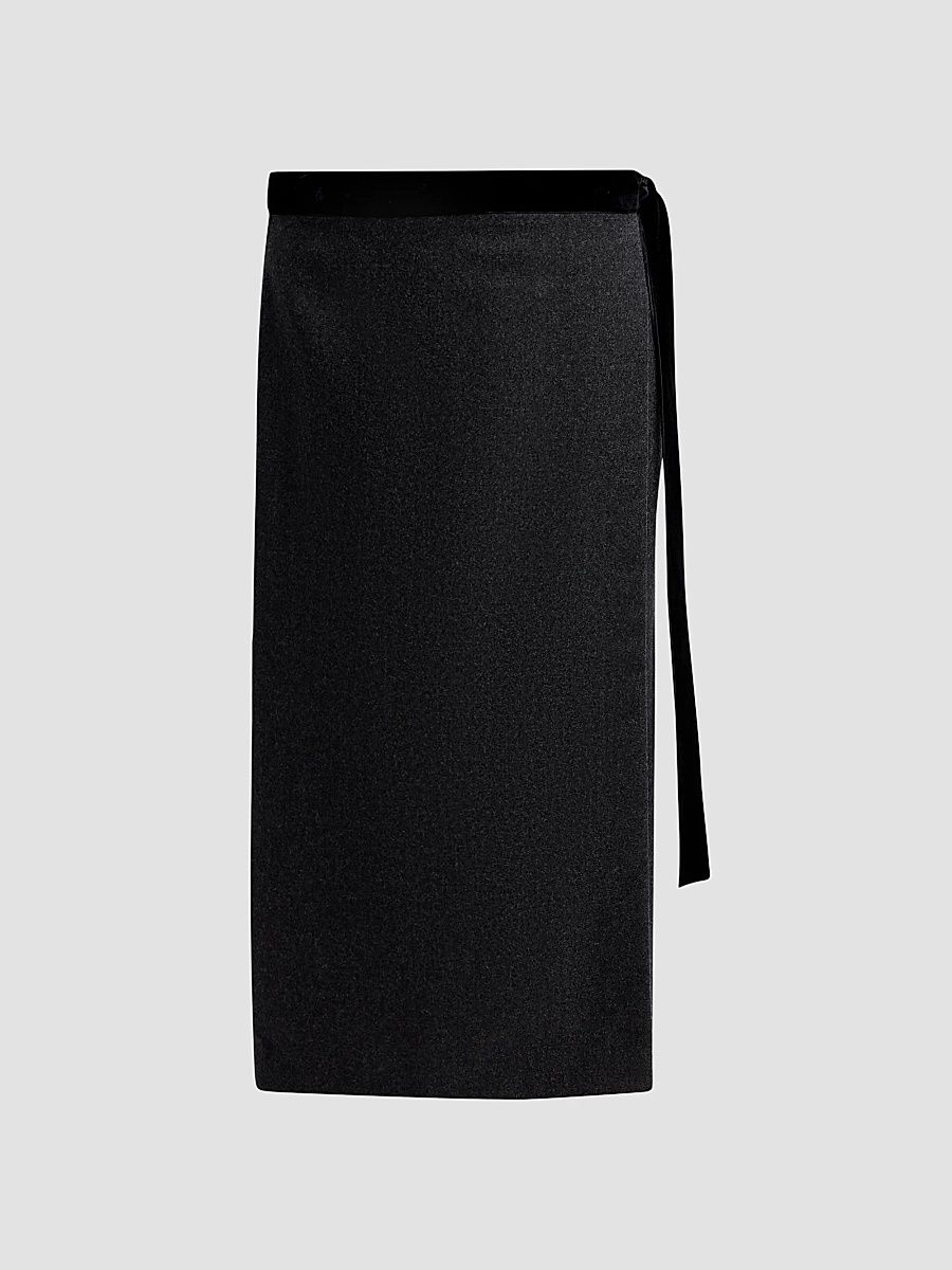 Alberta Ferretti Women's Wool Midi Skirt - Grey - Size 0