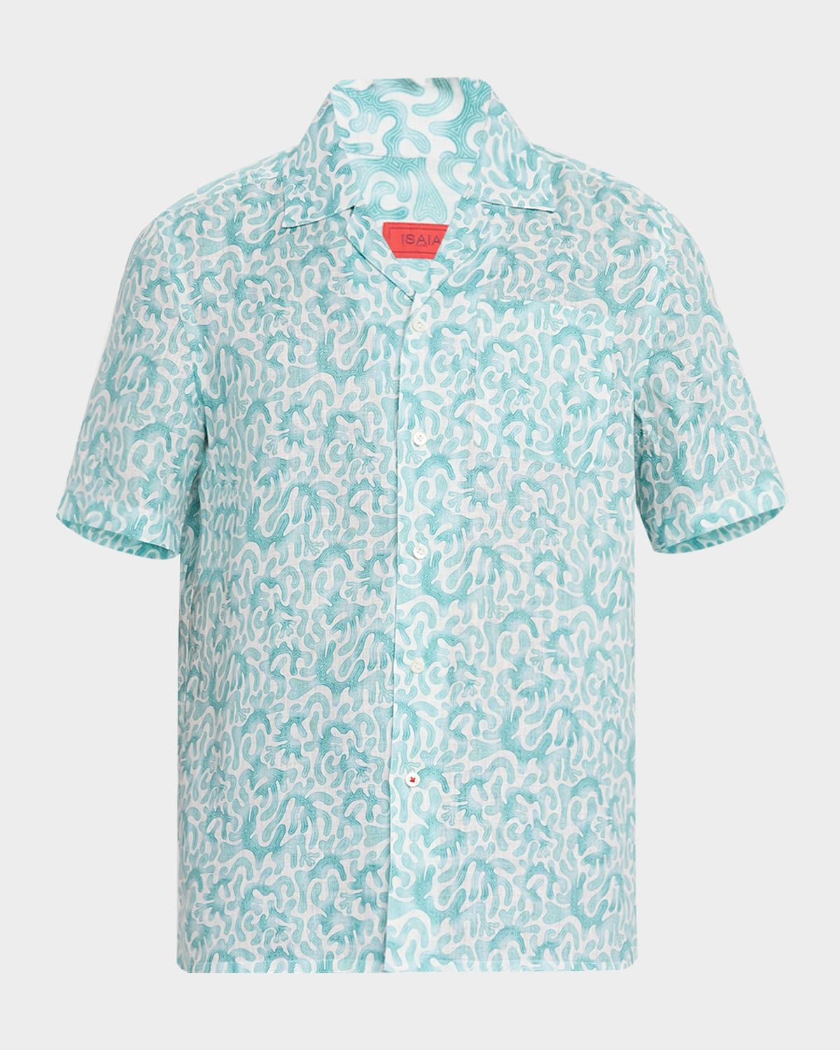 Men & apos;s Linen Coral-Print Camp Shirt
