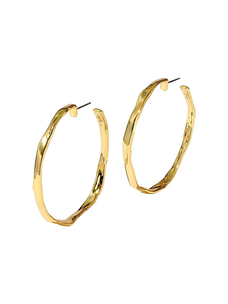 Women's Brut 14K-Gold-Plated Skinny Hoop Earrings - Gold