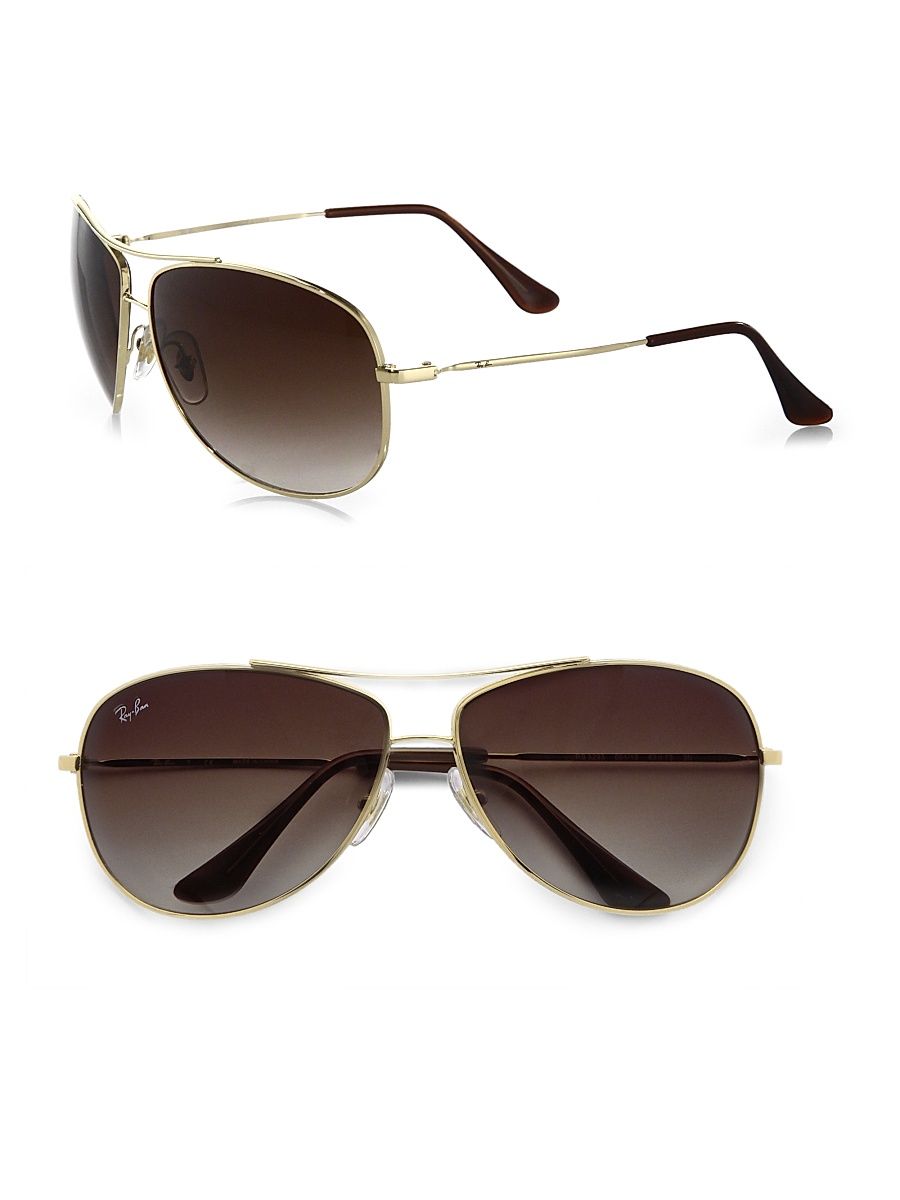 Women's RB3293 Wrap Aviator Sunglasses - Gold - Size 0