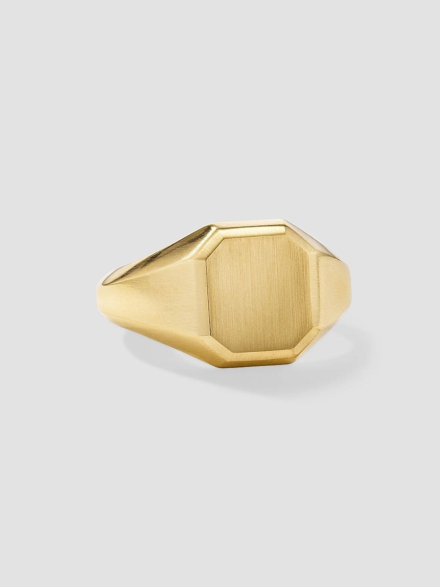 David Yurman Men's Streamline Signet Ring in 18K Yellow Gold, 14MM - Gold - Size 11.5