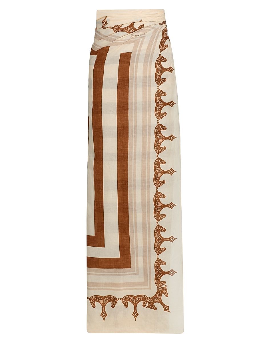 Women's La Paz Infinity Palm Pareo - Ecru Wood Camel