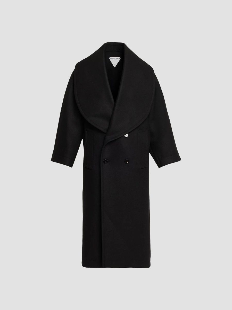 Bottega Veneta Women's Stretch Wool Long Coat - Black - Size 8