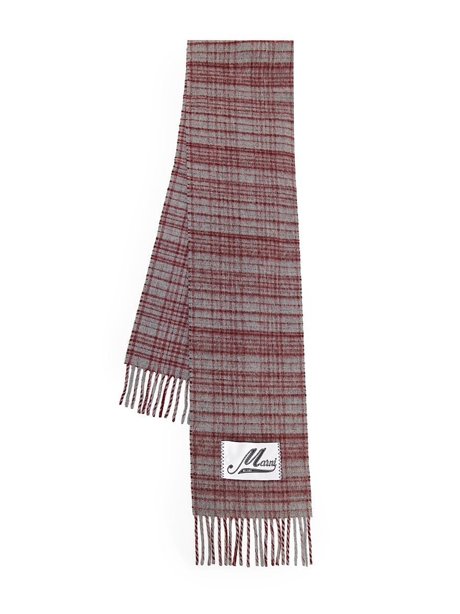 Men's Fringed Wool-Blend Scarf - Brandy
