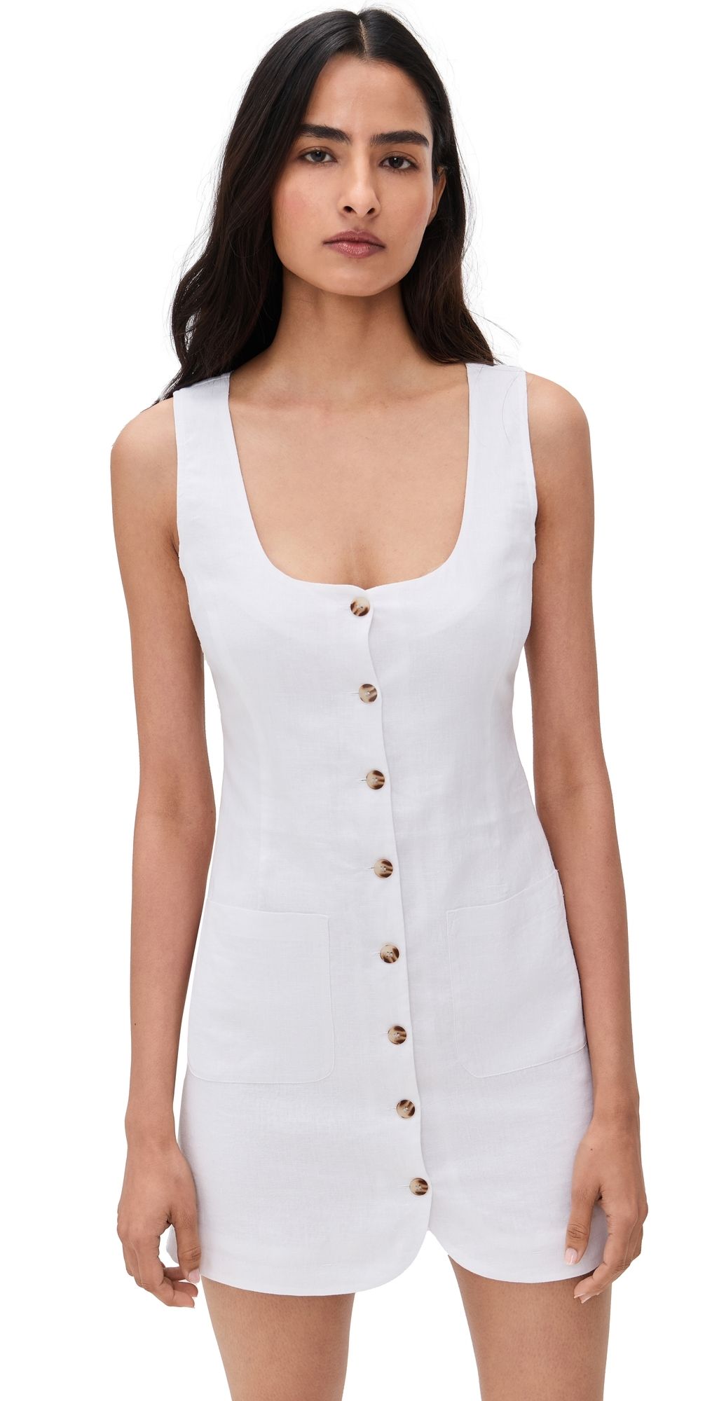 LE JEAN Linen Cassidy Dress White 0