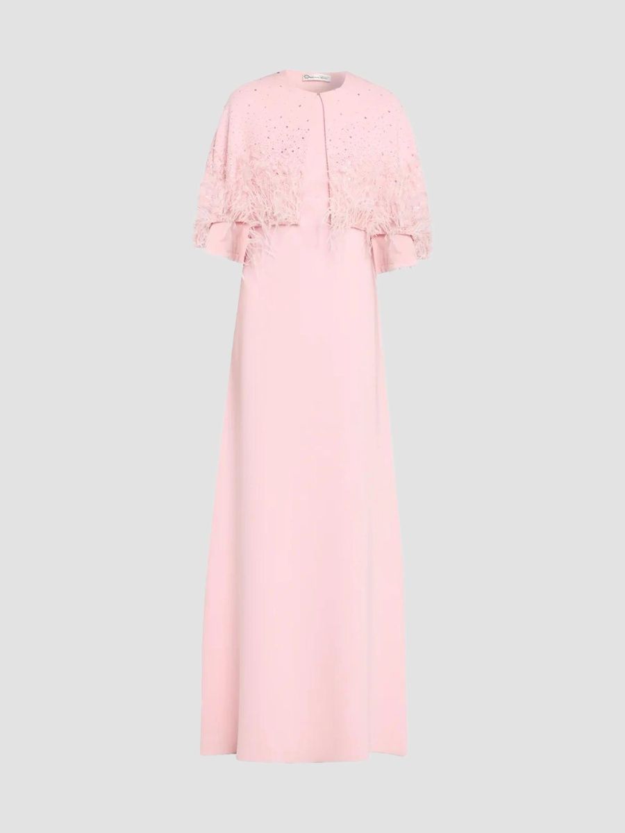 Oscar de la Renta Women's Two-Piece Embellished Stretch-Silk Caftan & Capelet - Blossom - Size Medium