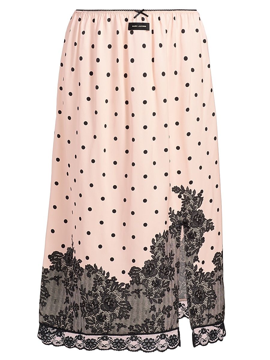 Women's Trompe L'oeil Polka Dot Midi-Skirt - Blush Multi - Size XS