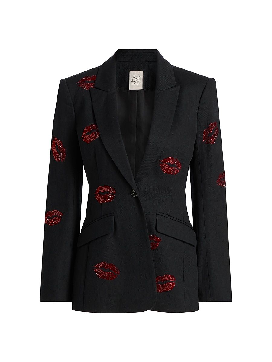 Women's Cheyenne Kissing Booth Denim Blazer - Black - Size 10