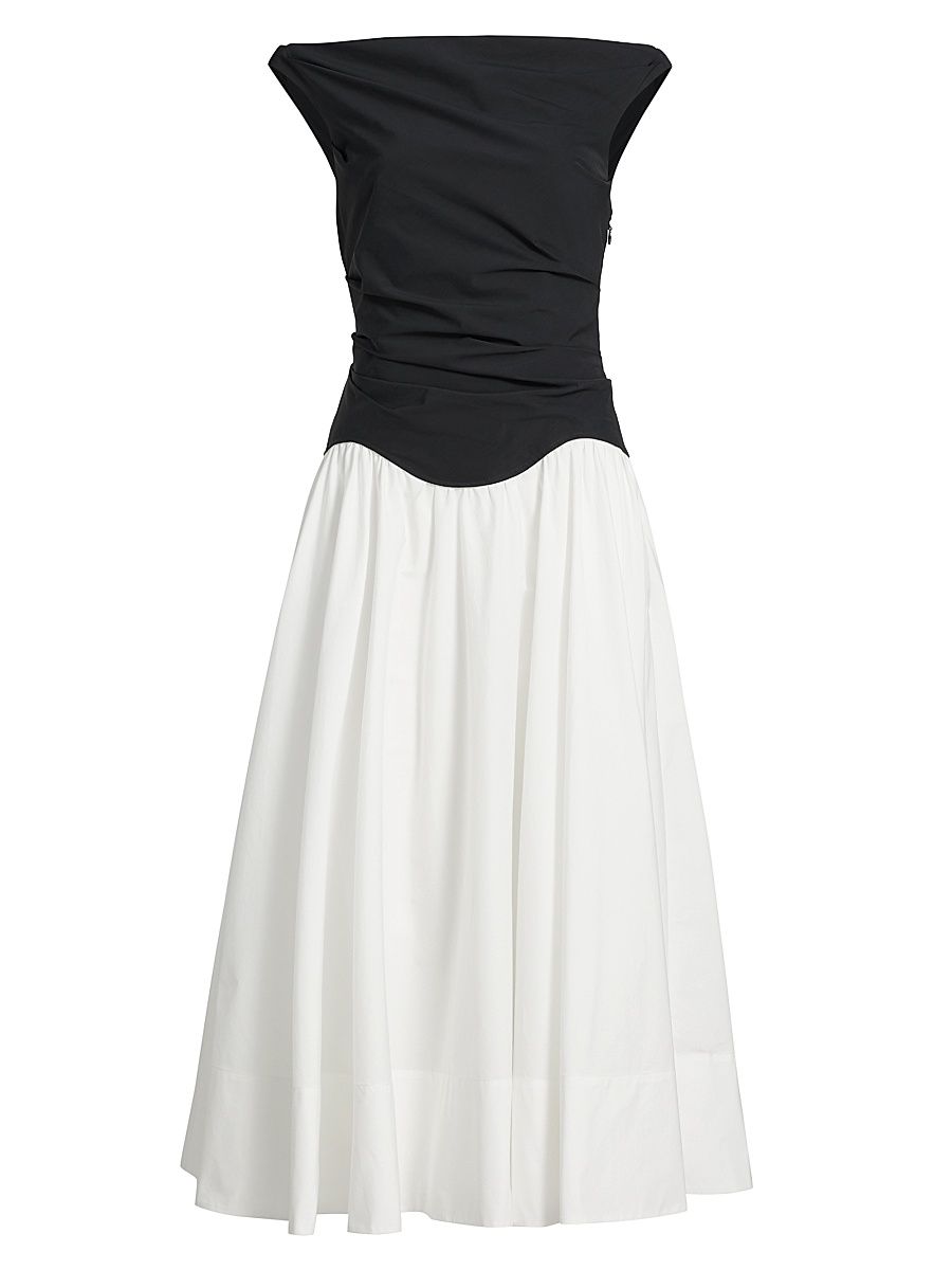 Women's Cersei Off-the-Shoulder Midi-Dress - White Black Multi - Size 12