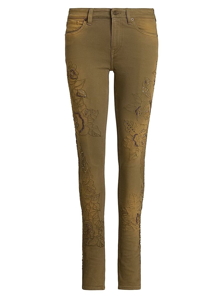 Women's Barrett Embroidered Skinny Jeans - Dusty Sage - Size 27
