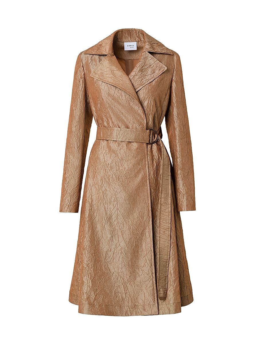 Women's Metallica Crinkle Trench Coat - Beige - Size 4