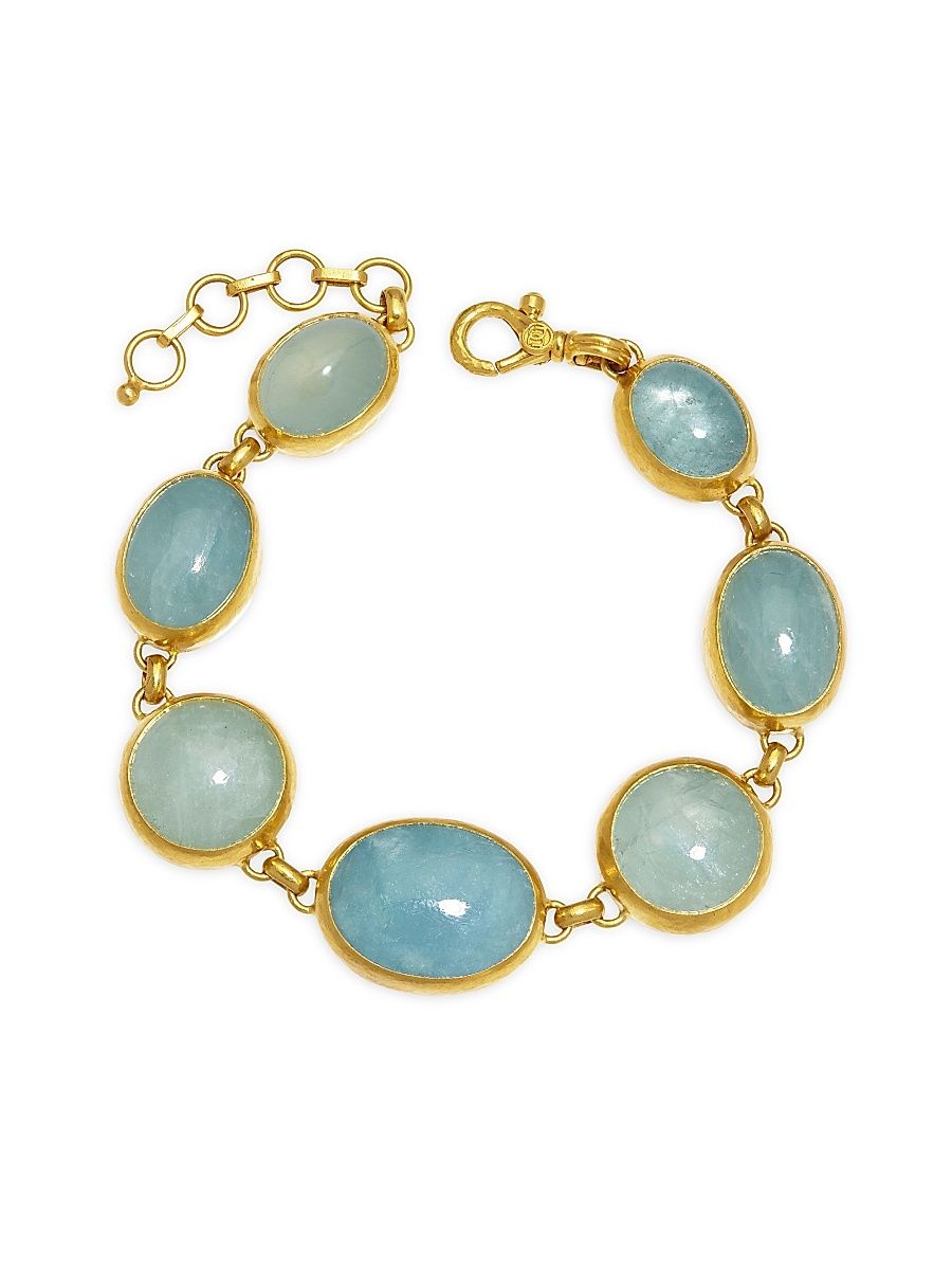 Women's Rune 24K Yellow Gold & Aquamarine Bracelet - Aquamarine