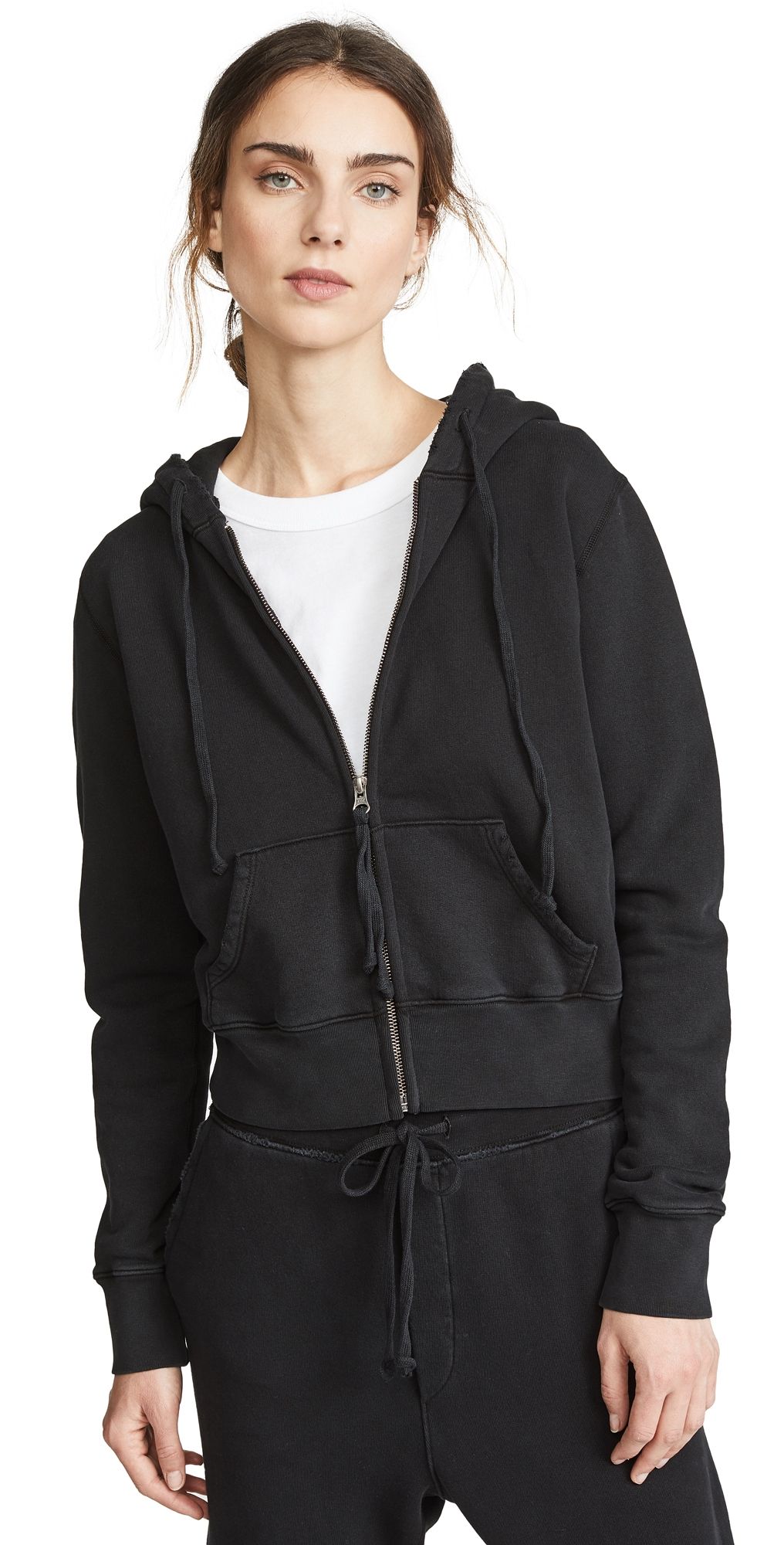 Nili Lotan Callie Zip Hoodie Washed Black XL