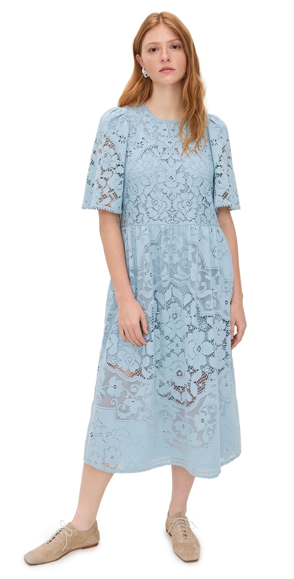 Sea Arianna Lace Midi Dress Blue XXS