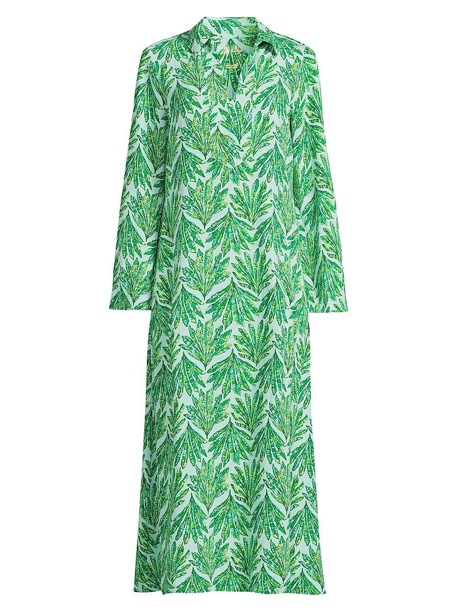 Women's Simona Printed Straight Caftan-Style Maxi Dress - Kitts Green Shady Babe - Size XL