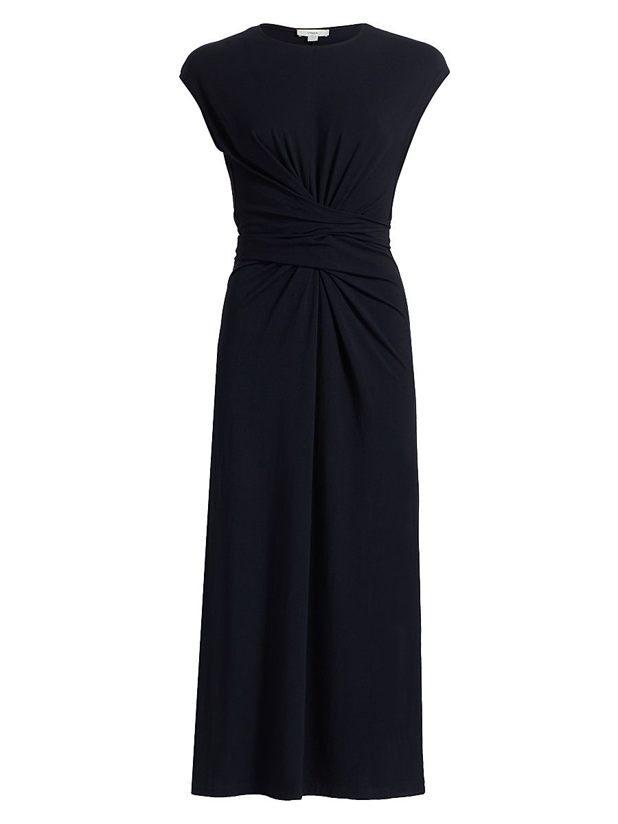 Women's Gathered Wrap-Style Midi-Dress - Coastal - Size Small