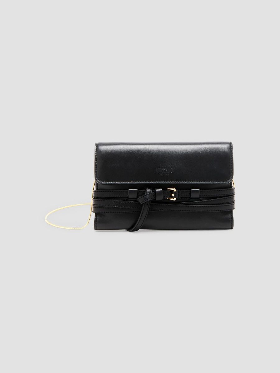 Moschino Women's Tie Me Leather Wallet On Chain - Black