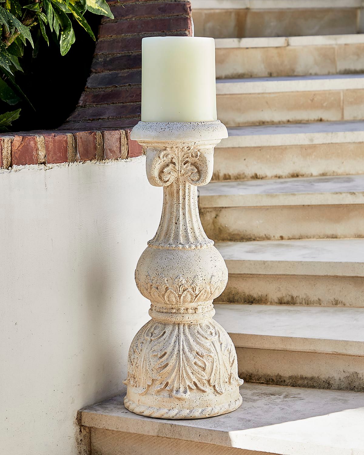24" Cast Stone Floor Candlestick
