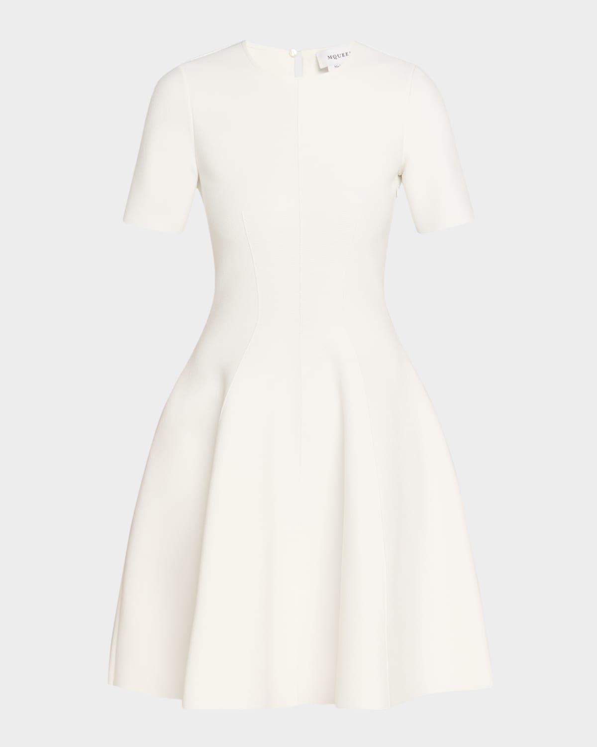 Seamed Short-Sleeve Mini Dress