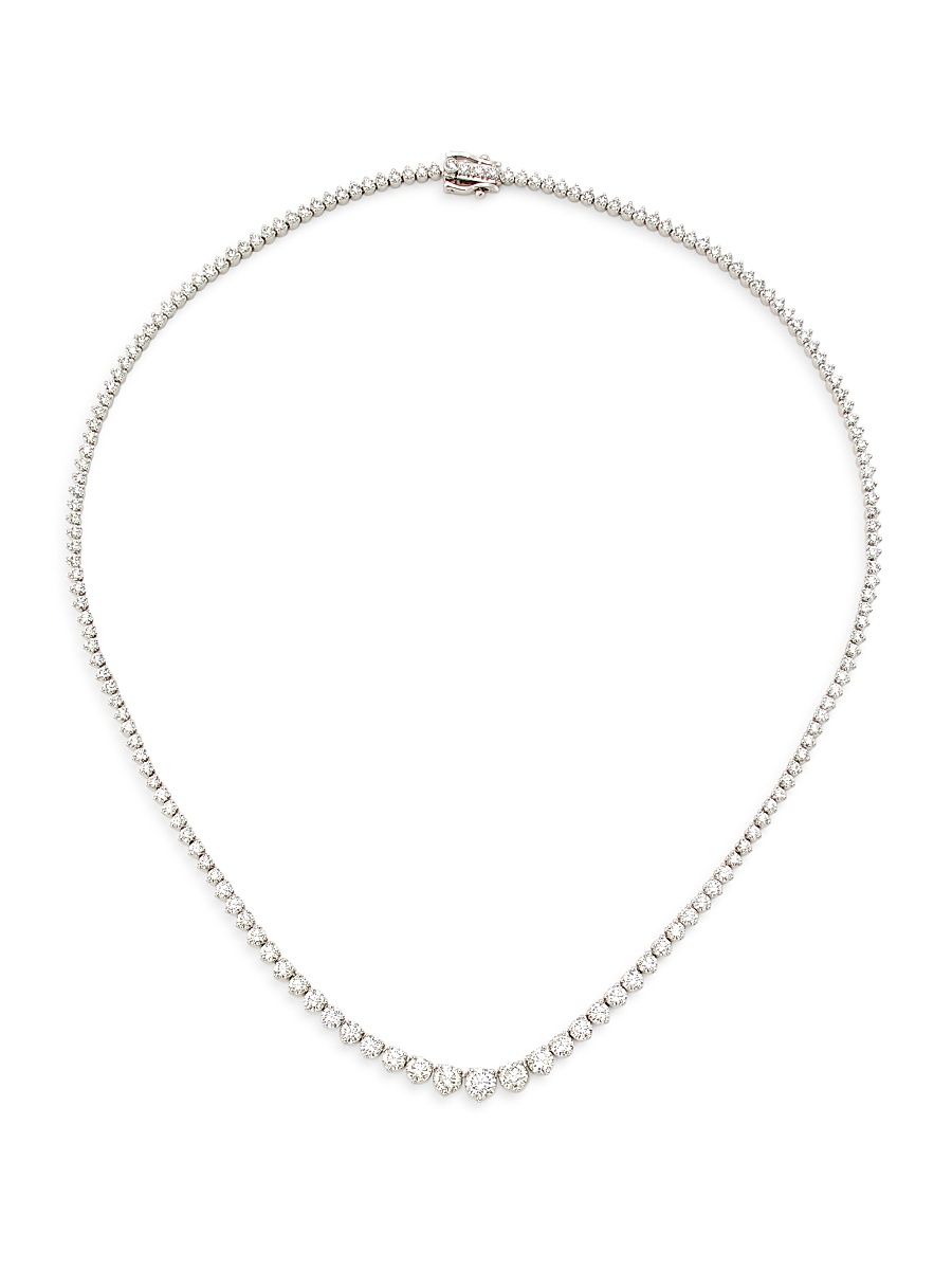 Women's 14K White Gold & 10 TCW Natural Diamond Tennis Necklace - White