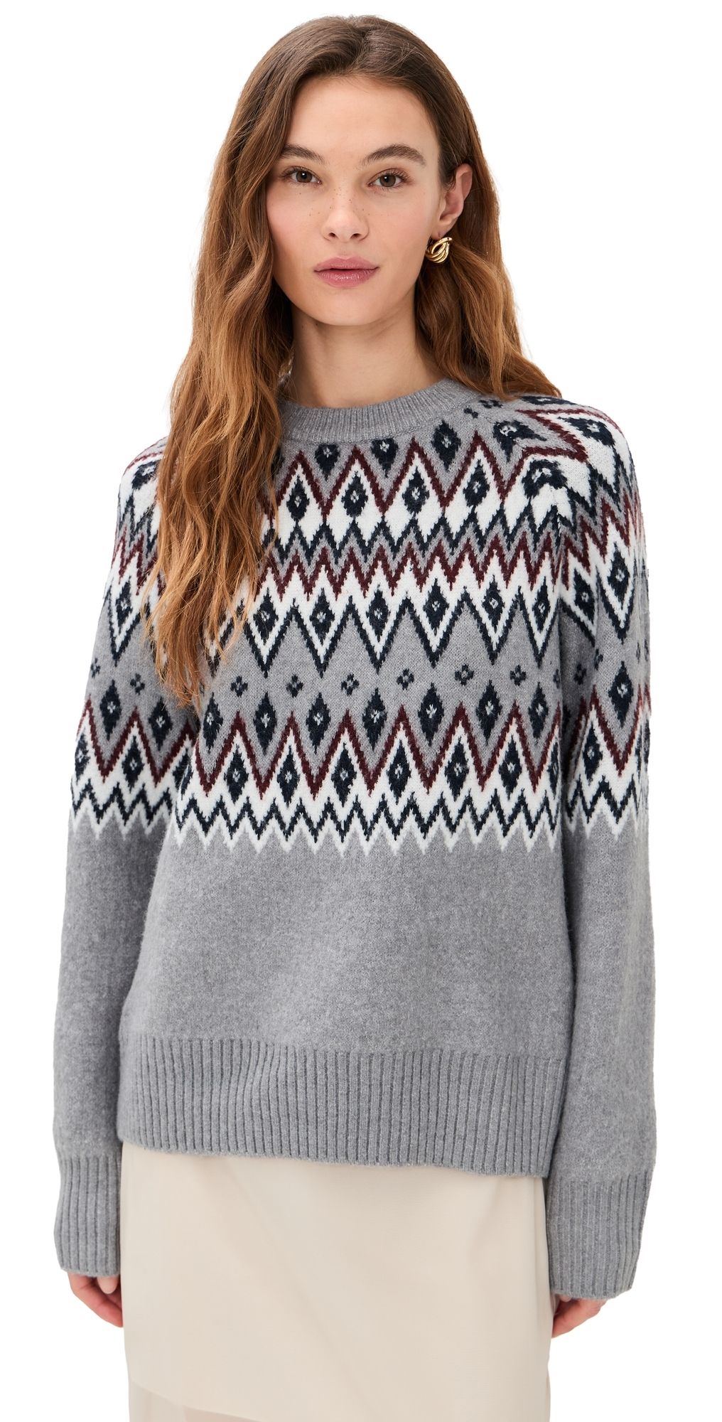 LE BOP Fair Isle Pullover Ivory Multi M