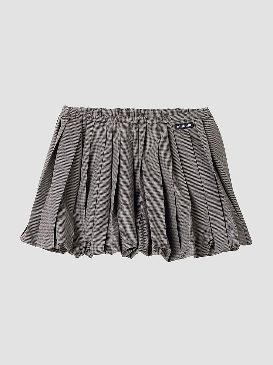 Women's Pleated Gingham Check Skirt - Grey - Size 4