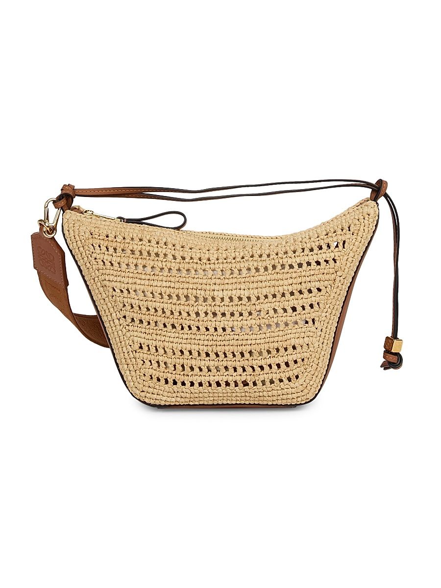 Women's LOEWE x Paula's Ibiza Mini Raffia Hammock Hobo Bag - Tan Natural