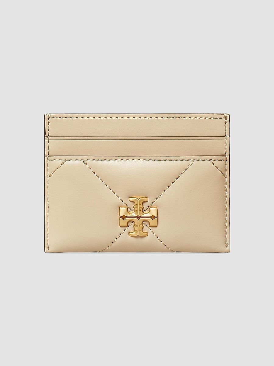 Tory Burch Women's Kira Chevron Quilted Leather Card Case - Light Stone