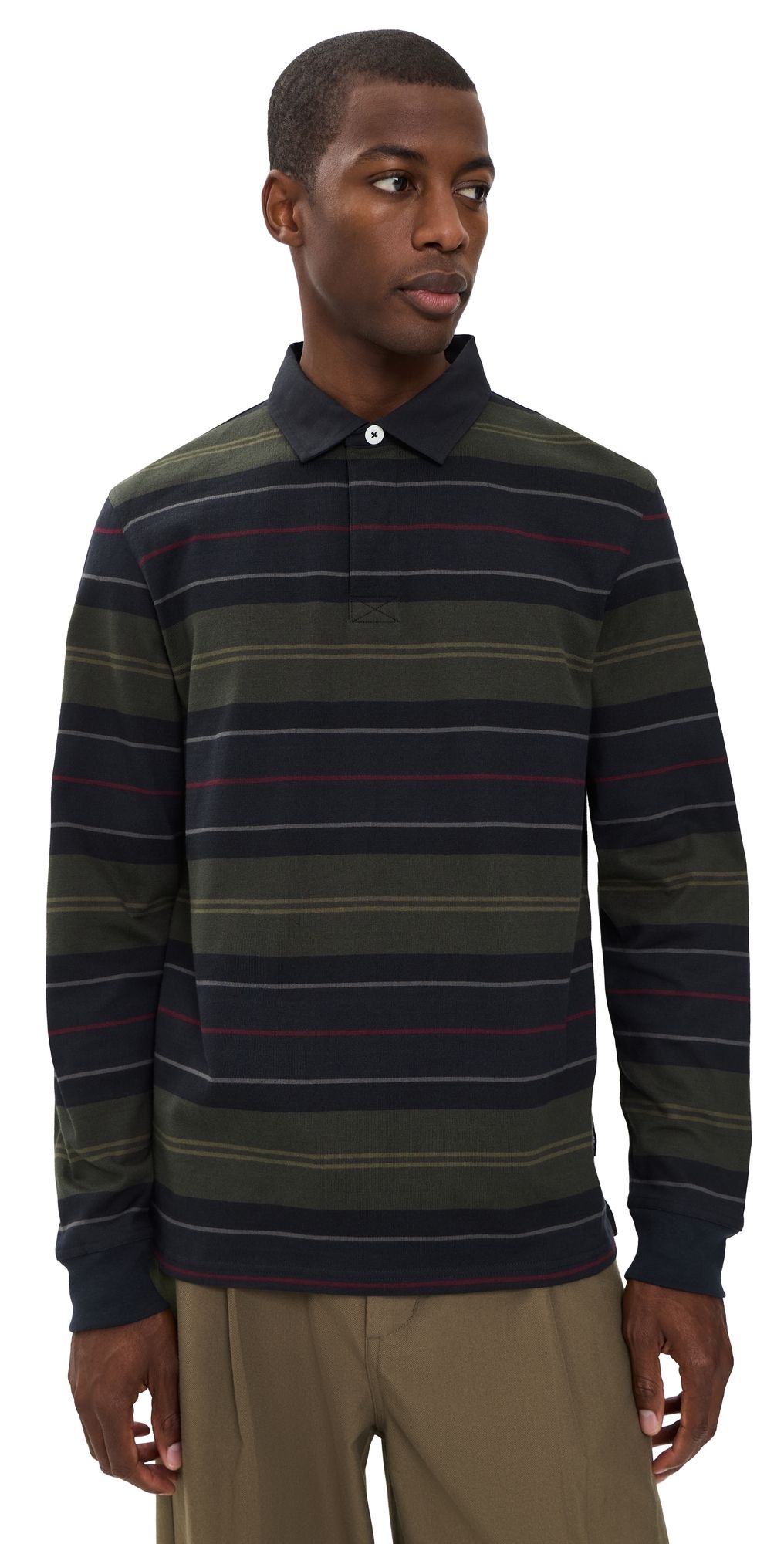 Barbour Frith Tartan Stripe Rugby Shirt Navy XL