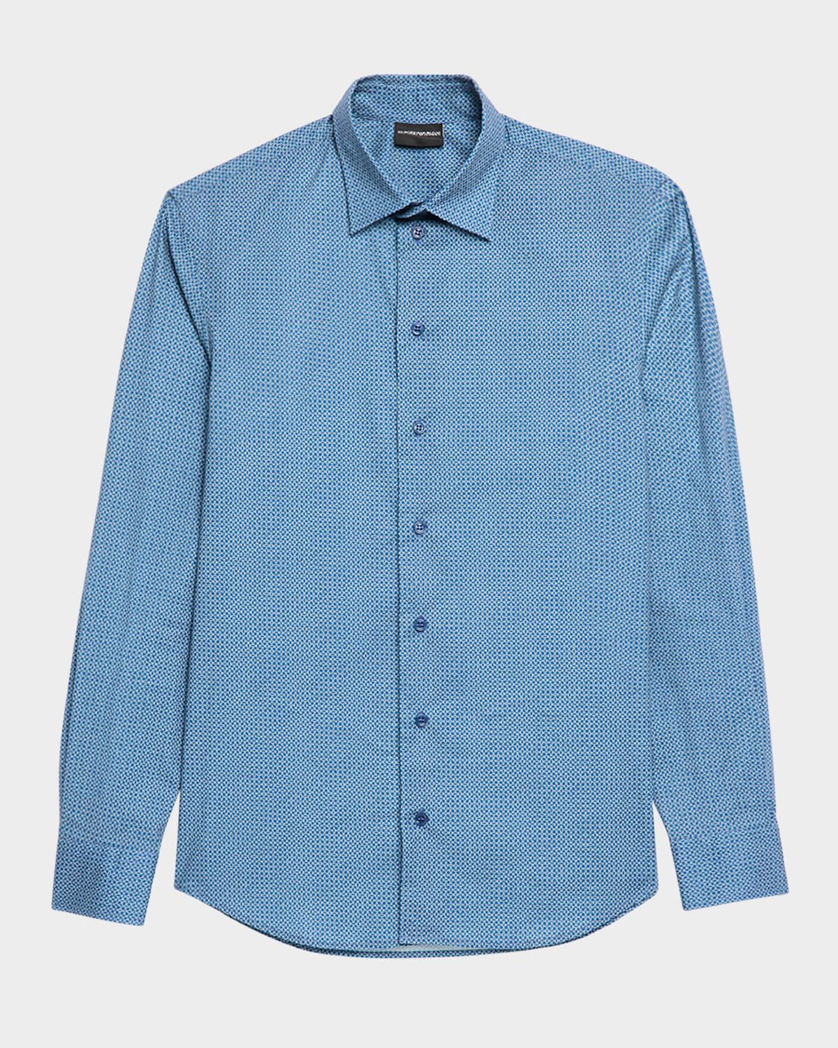 Men & apos;s Stretch Poplin Geometric Sport Shirt