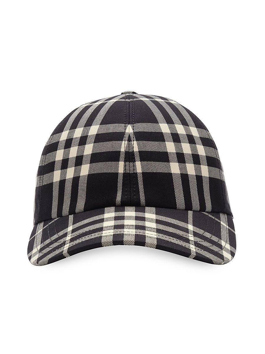 Men's Checked Cotton Baseball Cap - Black Calico - Size Medium