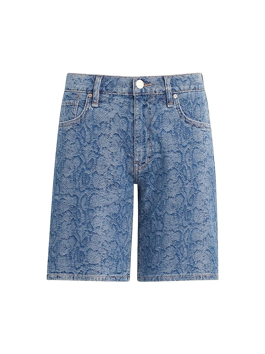 Women's London Snake-Print Denim Low-Rise Long Shorts - Venom - Size 30