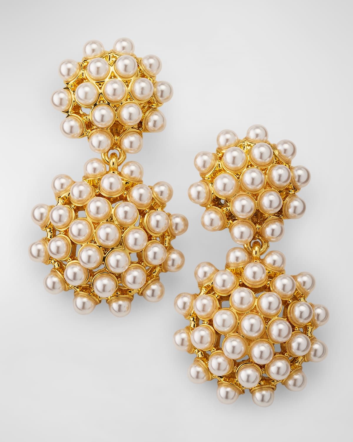 Pearly Cluster Clip On Drop Earrings