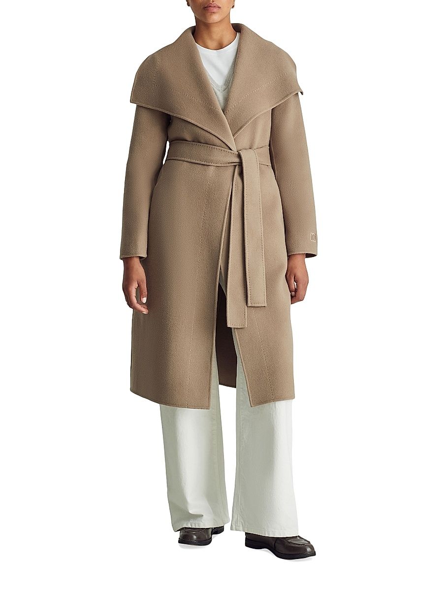 Women's Gisele Wool & Cashmere Belted Coat - Hazelnut - Size Large