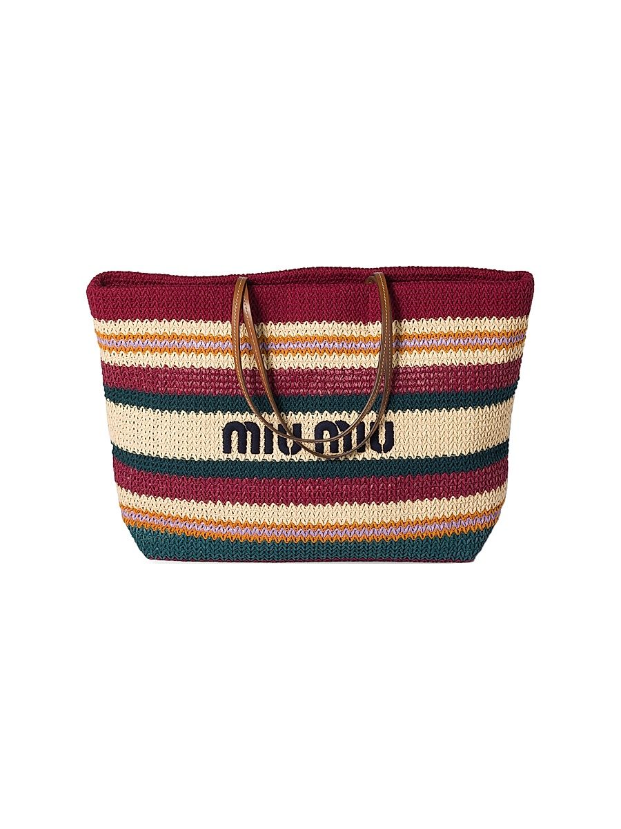 Women's Raffia-Effect Woven Shoulder Bag - Dark Red