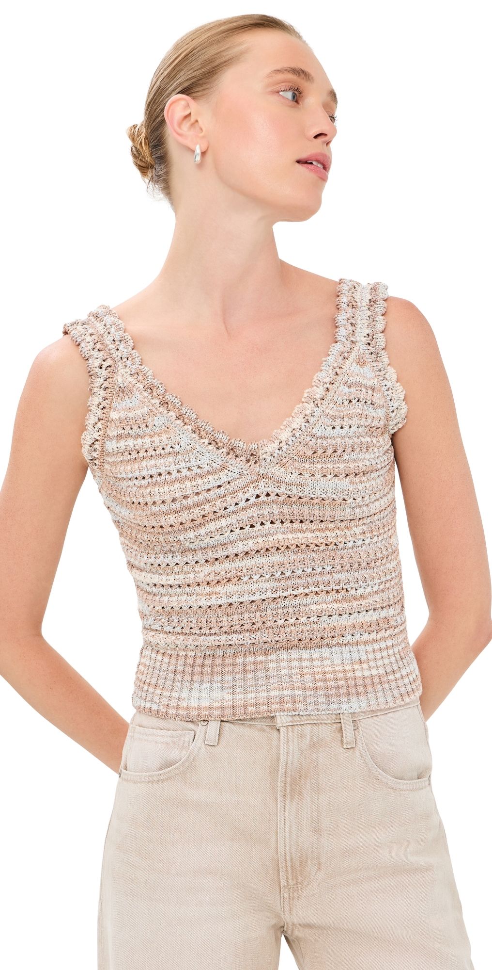 Veronica Beard Selwyn Knit Tank Beige Multi S