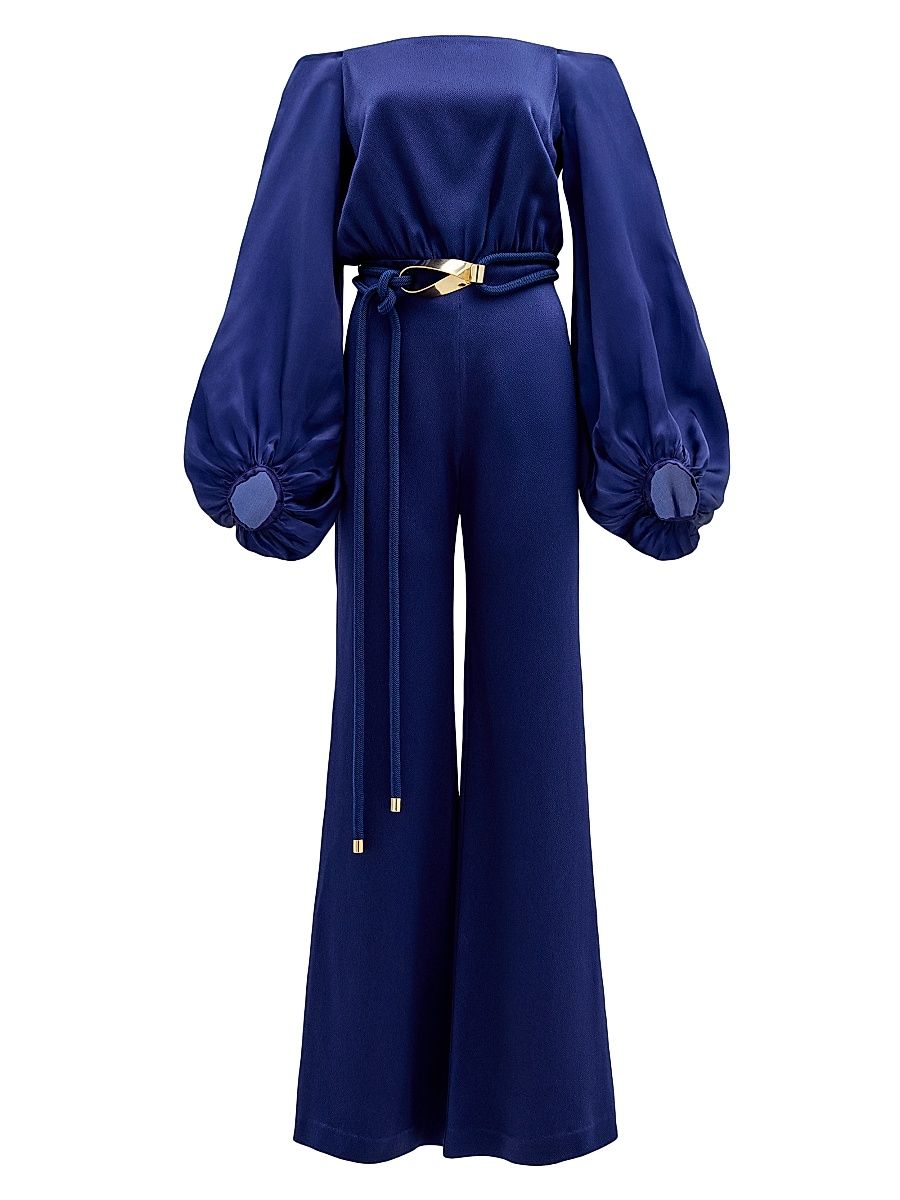 Women's Geraldine Off-the-Shoulder Jumpsuit - Navy - Size Large