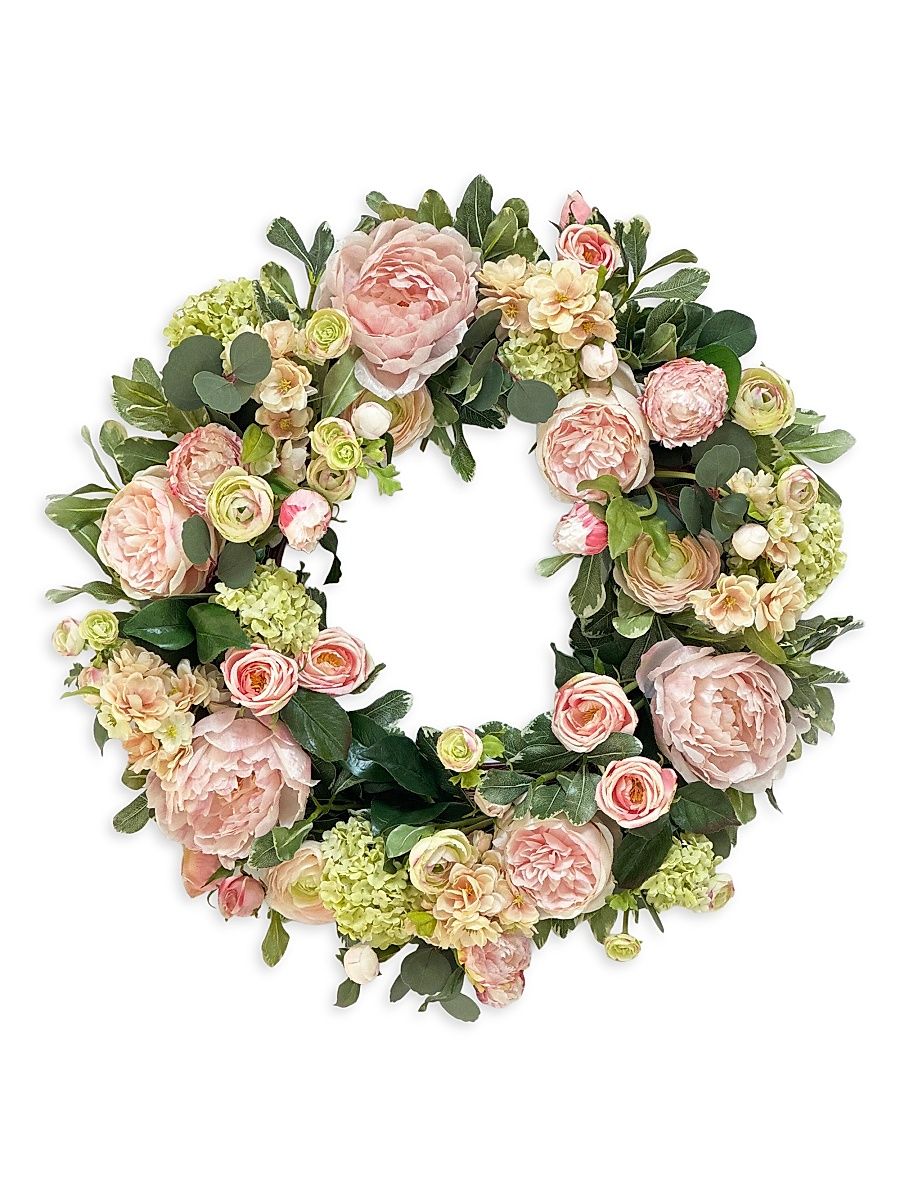 Everyday Newness Refresh Imitation Peony & Rose Wreath - Pink Green