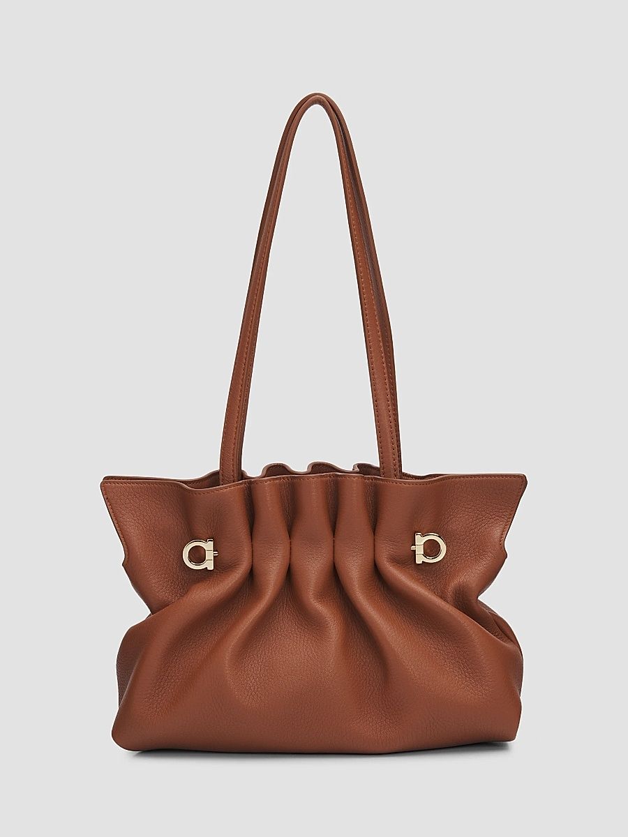 FERRAGAMO Women's Soft Grain Leather Shoulder Bag - Cognac
