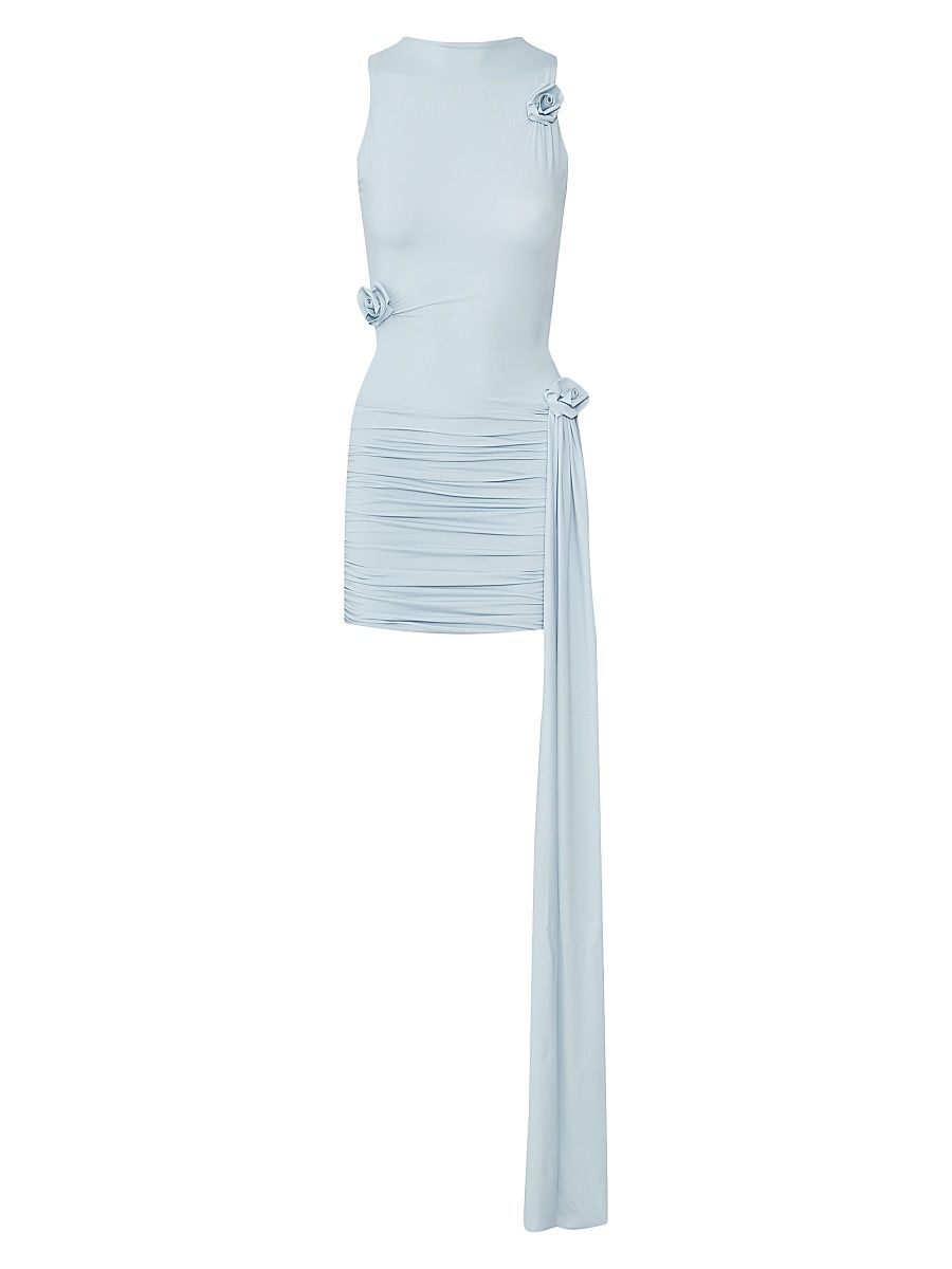 Women's Azahar Floral Appliqué Ruched Body-Con Minidress - Arctic