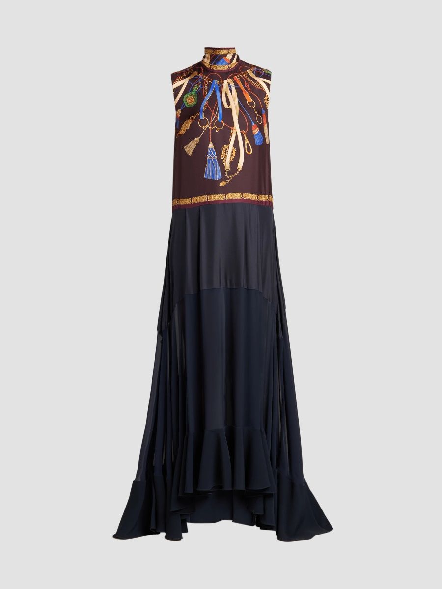 Etro Women's Strap Print Silk Gown - Multi - Size 4