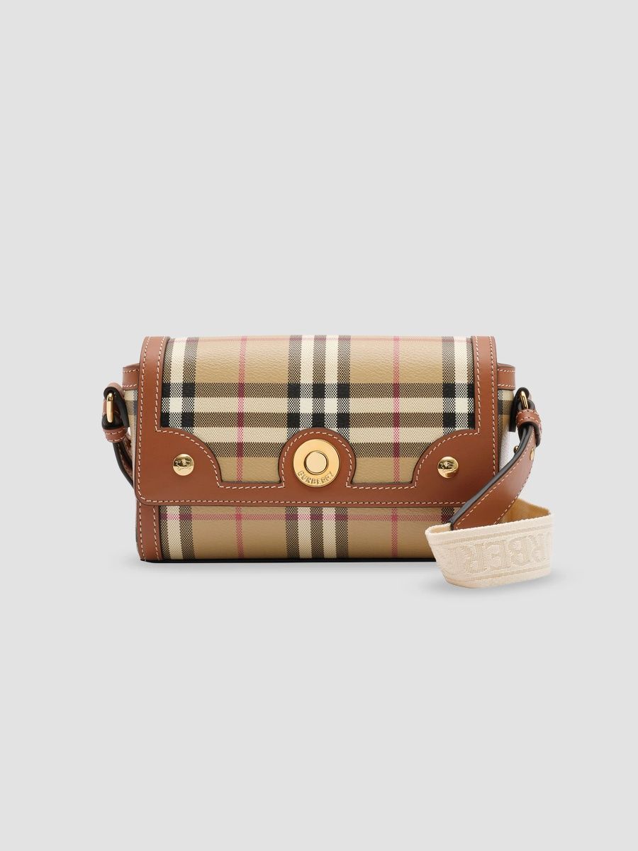 Burberry Women's Note Mini Check Canvas & Leather Crossbody Bag - Briar Brown
