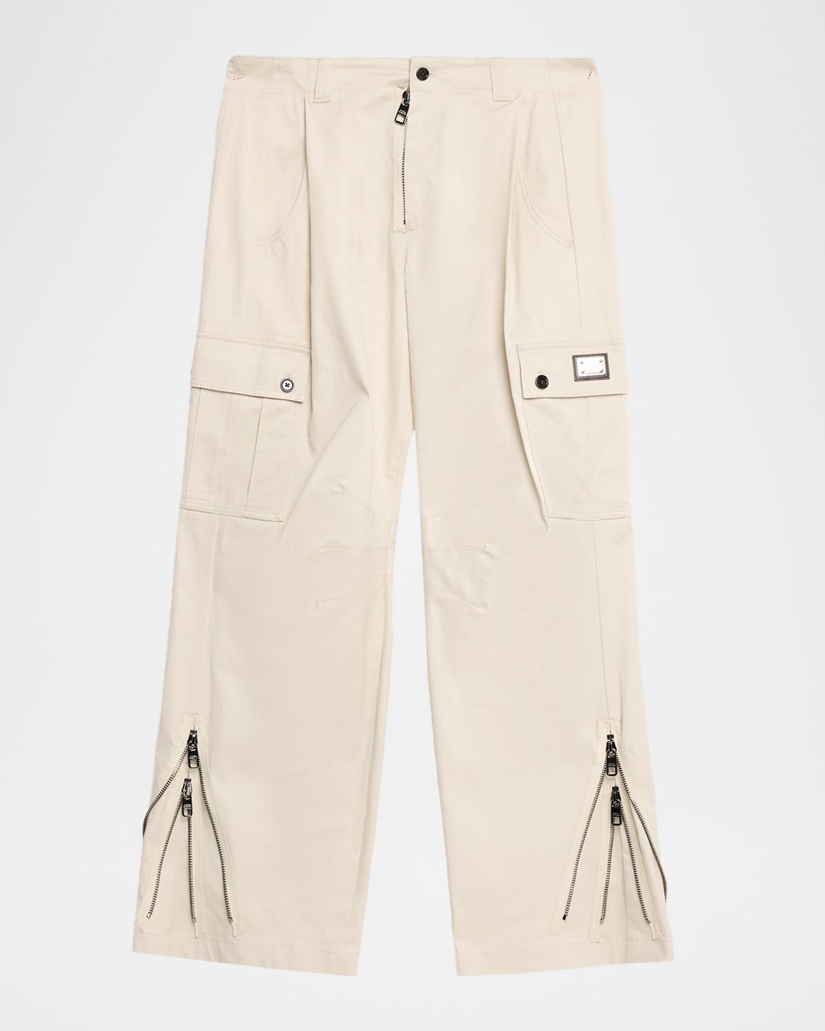 Men & apos;s Gabardine Zipped-Hem Wide Leg Cargo Pants