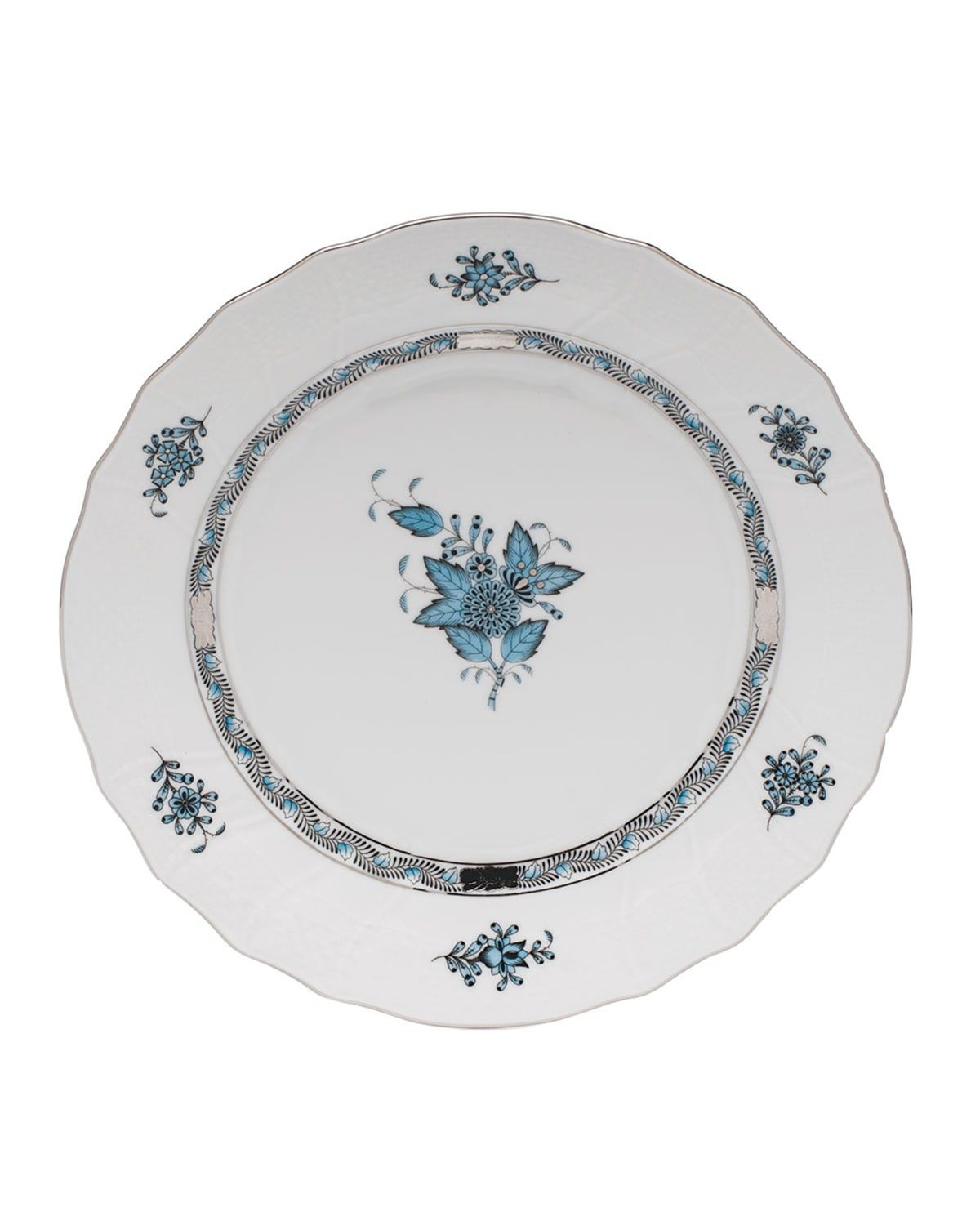 Chinese Bouquet Turquoise & Platinum Dinner Plate