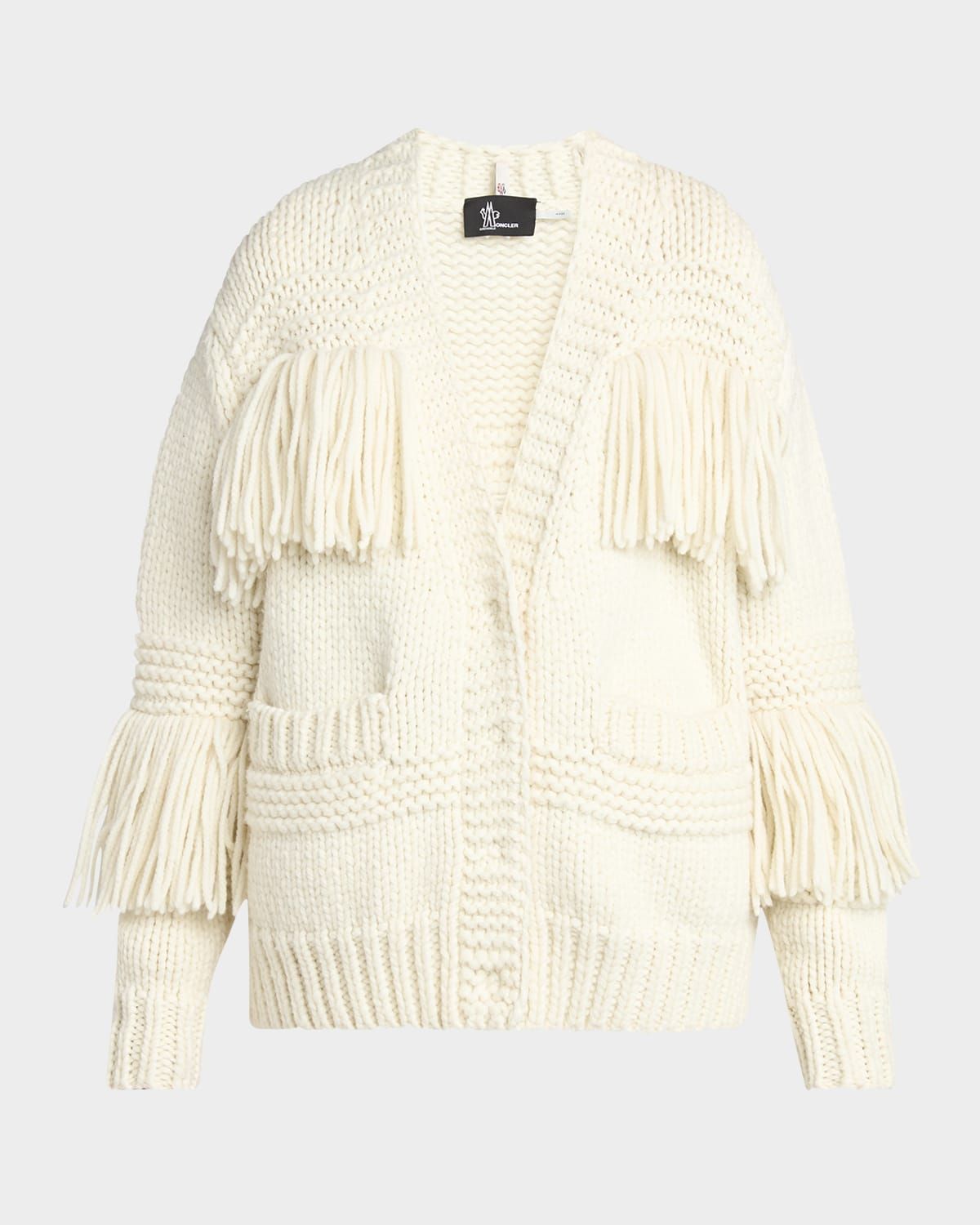 Wool-Blend Fringe Cardigan