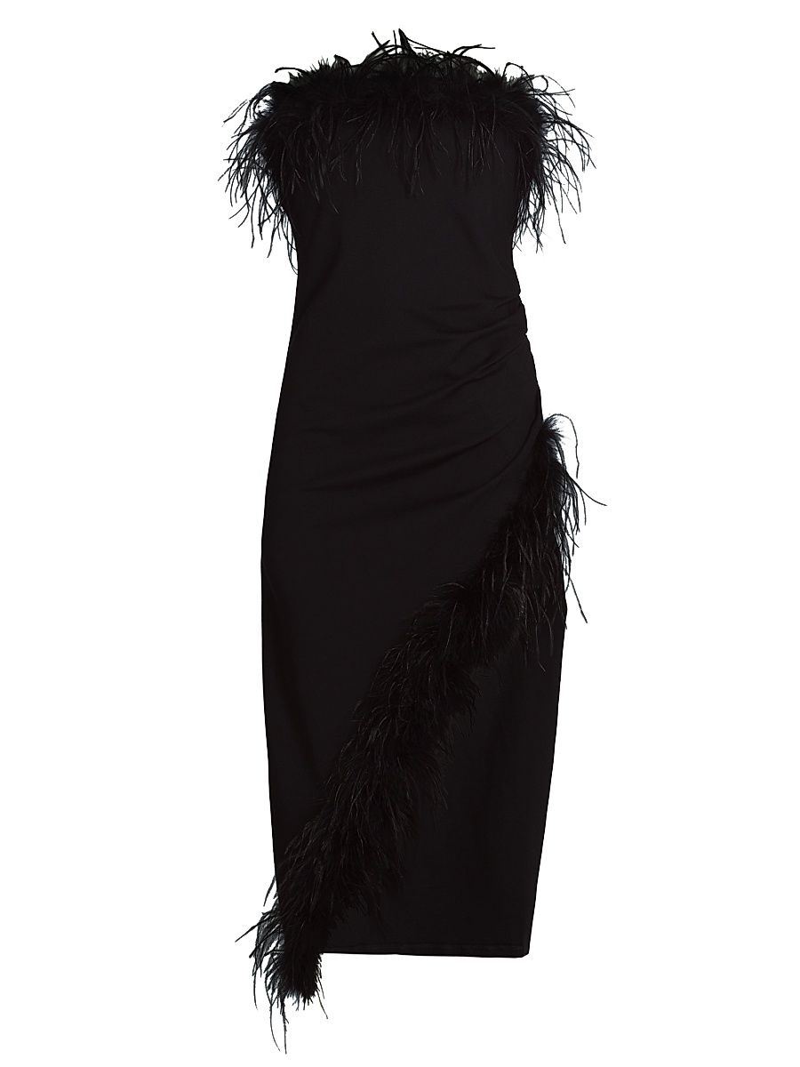 Women's Freya Feather Strapless Dress - Black - Size XS