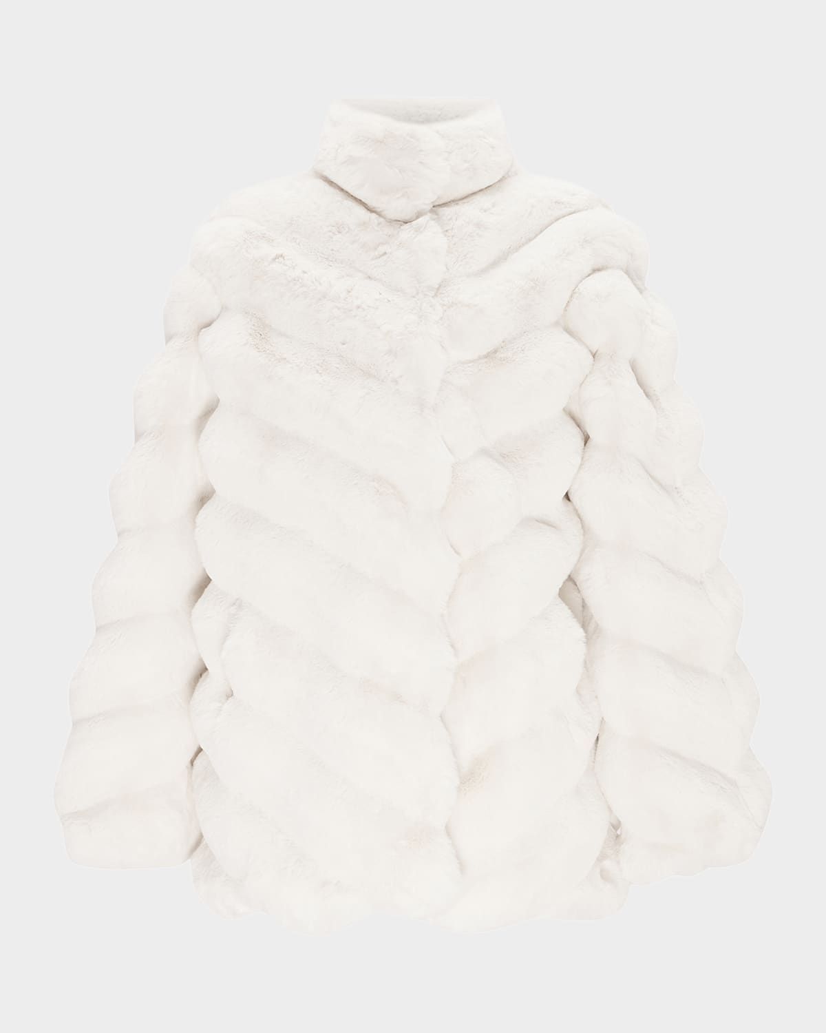 Fur-Free Chevron Faux Chinchilla Coat